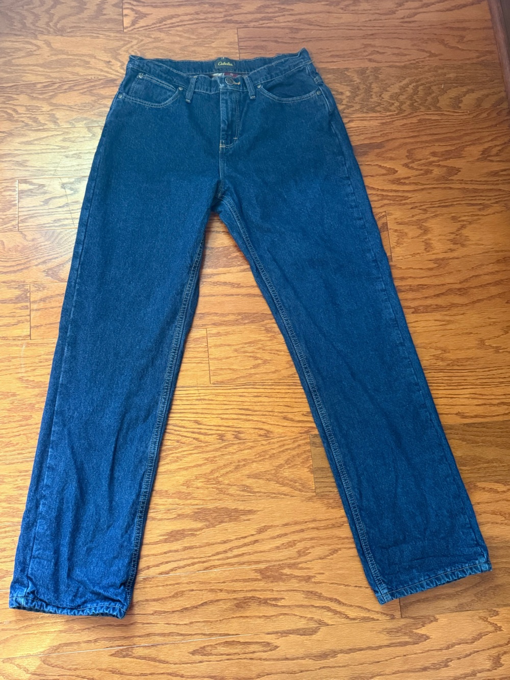 Cabela's Winter Weight Flannel Lined Straight Leg Jeans. Dark Wash